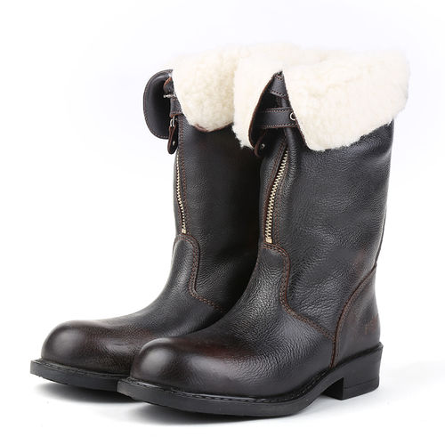 剩余物资 意大利警察靴子 冬季保暖防护羊毛内衬长筒靴 君品